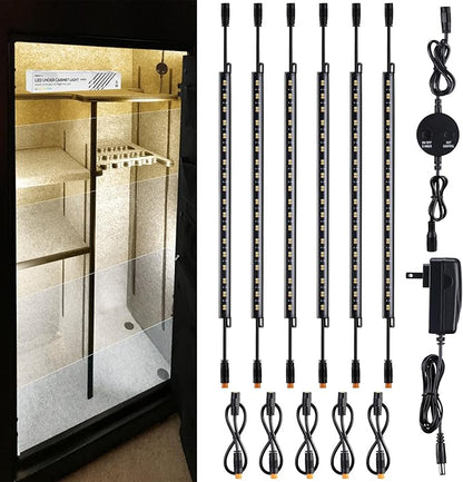 TORCHSTAR LED Safe Lighting Kit 5CCT, Dimmable (6) 12 Inch Linkable Light Bars, 3000K/3500K/4000K/4500K/5000K Selectable, 900LM Safe Light Kit for Under Cabinet Gun Safe Closet, UL Power Adapter