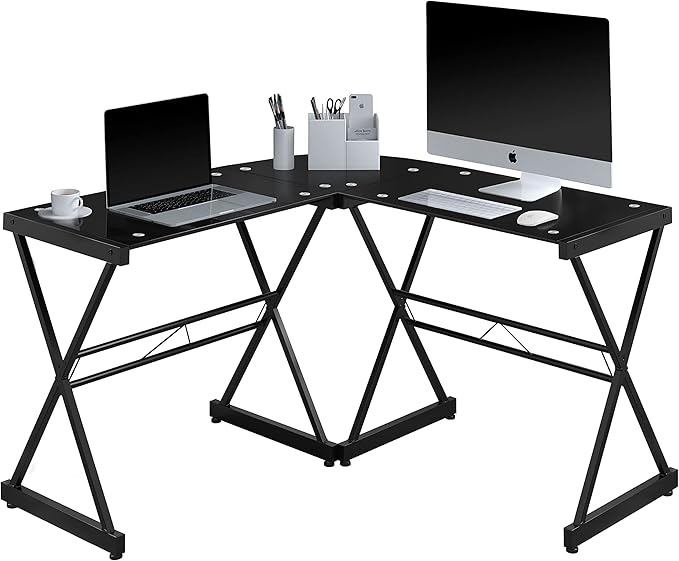 NicBex Laik-DW-00047-DX Desks, 51" W x 51" D x 29" H, Black
