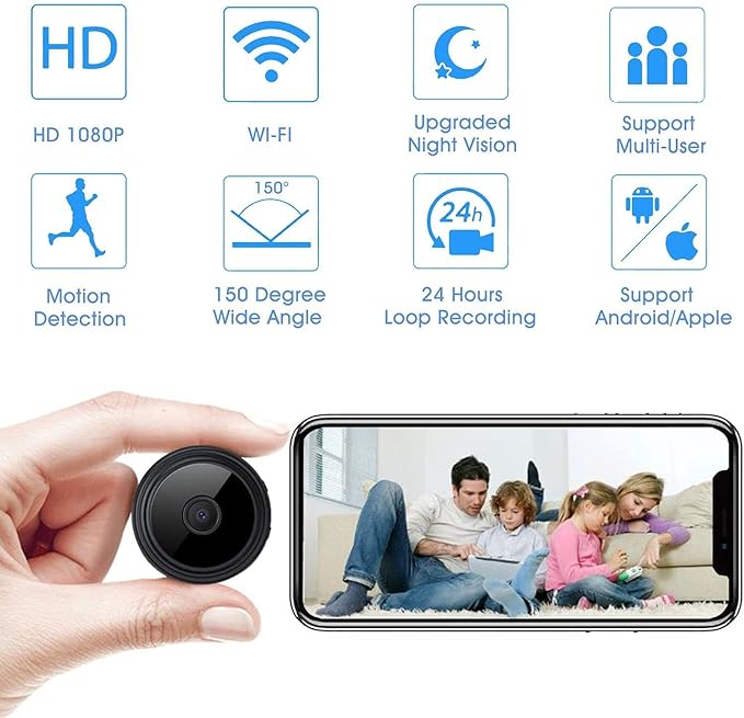 Secret Camera Spy Camera WiFi Home Security Camera Mini Hidden Camera Video Recorder Night Vision Live Feed Playback Phone App Control Nanny Cam Pet Camera