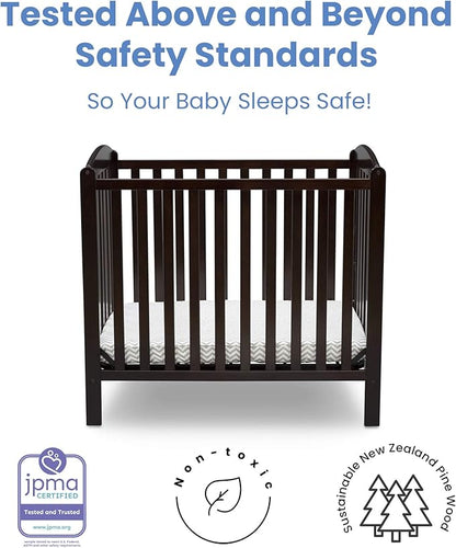 Delta Children Emery Mini Convertible Baby Crib with 2.75-inch Mattress, Dark Chocolate