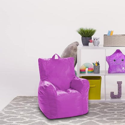 Posh Creations Bean Bag Structured Seat for Toddlers and Kids, Comfy Chair for Children, Pasadena, Purple