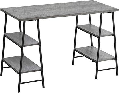 Monarch Specialties 7524 Computer Desk, Home Office, Laptop, Storage Shelves, 48" L, Work, Metal, Laminate, Grey, Black, Contemporary, Modern Desk-48, 47.25" L x 23.75" W x 30" H