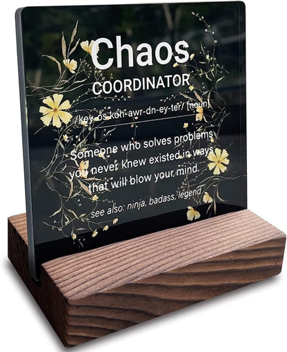 Chaos Coordinator Gifts for Women Office Manager Gifts for Women Desk Accessories for Women Office Funny Chaos Coordinator Desk Sign Cute Desk Accessories Set for Women Office ads2 black