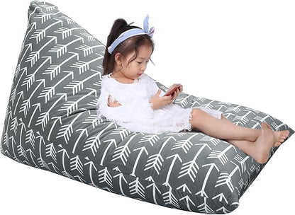 Jorbest Stuffed Animal Storage Bean Bag Chair for Kids and Adults, Bean Bag Stuffed Animal Storage, Stuffed Animal Bean Bag Velvet Stuffie Seat - Cover ONLY (Grey with White Arrows 200L/52 Gal)