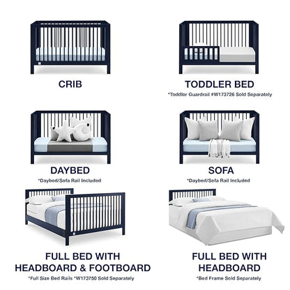 Delta Children babyGap Charlie 6-in-1 Convertible Crib + Brannan Bear Bookcase with Bins + Brannan Bear Wall Shelf with 4 Hooks, Navy (Bundle)