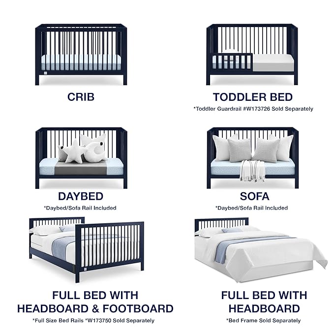 GAP babyGap Charlie 6-in-1 Convertible Crib - Greenguard Gold Certified, Navy