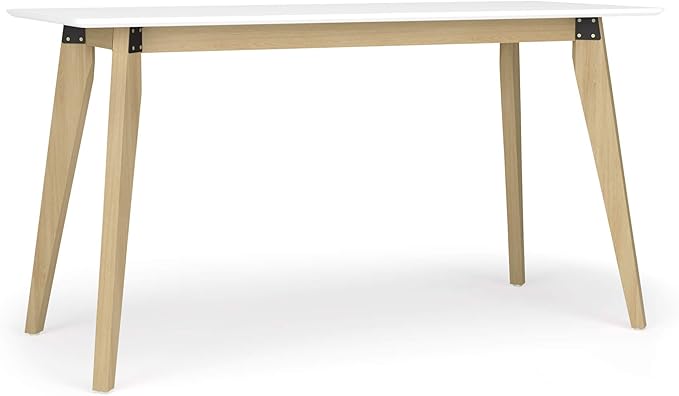HON Basyx BSX55WPLTWH Modern Home Office Wood Computer Desk, 55", White
