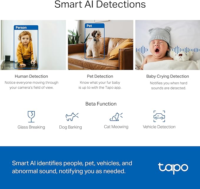 TP-Link Tapo 2K QHD Pan/Tilt Security Camera for Pet Camera, Baby Monitor, Motion Detection, Motion Tracking, 2-Way Audio, Night Vision, Cloud &SD Card Storage, Works w/Alexa & Google Home(Tapo C220)