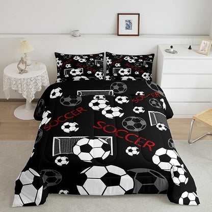 Feelyou Football Comforter Set Full Size Rugby Sports Comforter for Kids Teens Adults Soccer Ball Game Bedding Set Gift for Football Lover Duvet Set Room Decor 3Pcs with 2 Pillow Case