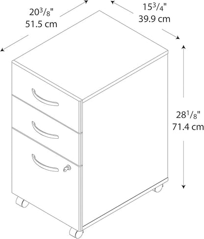 Bush Business Furniture Series C Mobile Under Desk Arrives Fully Assembled | Stylish 3 Drawer File Cabinet for Professional or Home Office, Mahogany