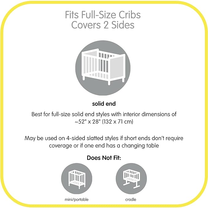 BreathableBaby Breathable Mesh Liner for Full-Size Cribs, Classic 3mm Mesh, White (Size 2FS Covers 2 Sides)