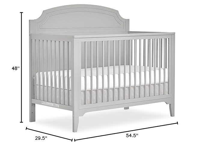JPMA & Greenguard Gold Certified Milton 5-in-1 Convertible Crib Made with Sustainable New Zealand Pinewood in Pebble Grey, Non-Toxic Finish