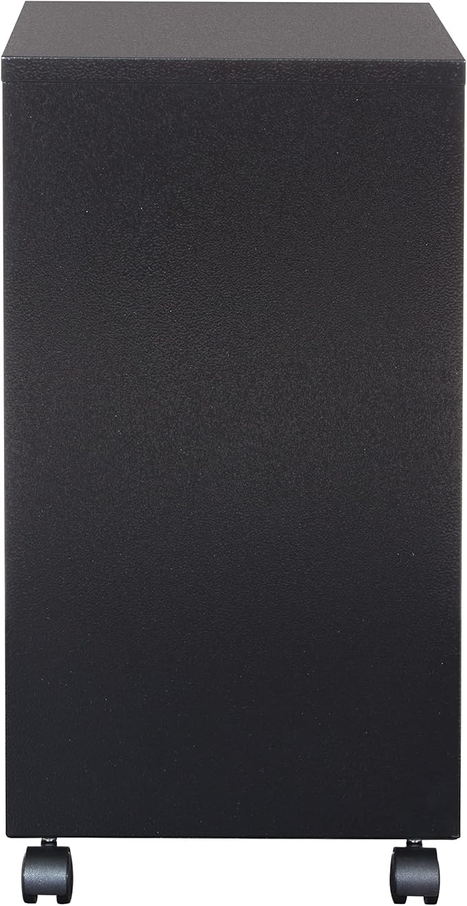 OSP Home Furnishings 2 Drawer Mobile Locking Metal File Cabinet, Black