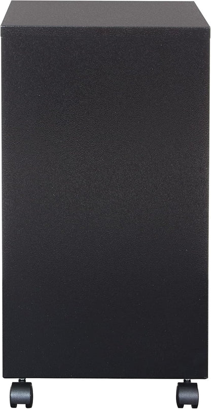OSP Home Furnishings 2 Drawer Mobile Locking Metal File Cabinet, Black