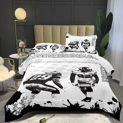 Bodhi Football Comforter Set King for Boys Kids American Football Bedding Set Sport Football Player Comforter,American Football Comforter with Pillowcase,King Size #4002