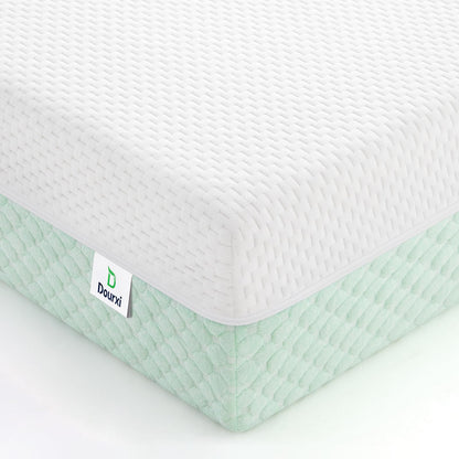 Crib Mattress, Dual Sided Comfort Memory Foam Toddler Bed Mattress, Triple-Layer Breathable Premium Baby Mattress for Infant and Toddler w/Removable Outer Cover - White&Blue