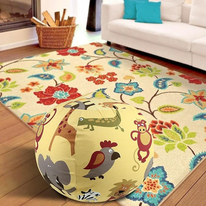 Stuffed Animal Storage Bean Bag Chairs Toy Storage Organizer Bean Bags Chair Cover for Kids 24" Cotton Canvas Beanbag with Zipper for Organizing Kid's and Adults Room, Animal pattern