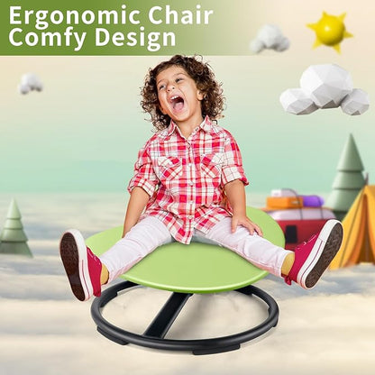 Kids Sensory Swivel Chair, Autism Sensory Chair, Spinning Chair for Autistic Kids, Small Space, Spin Seat, Metal Base, Non-Slip Design, Green