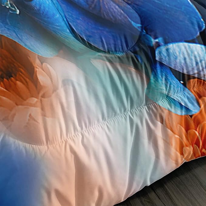 CVHOUSE Butterfly Bedding Set,Butterfly Comforter Full,Butterfly Comforter Set for Girls Kids Teens,Butterflies Quilt Set with 1 Comforter and 2 Pillow Cases- 3 Piece