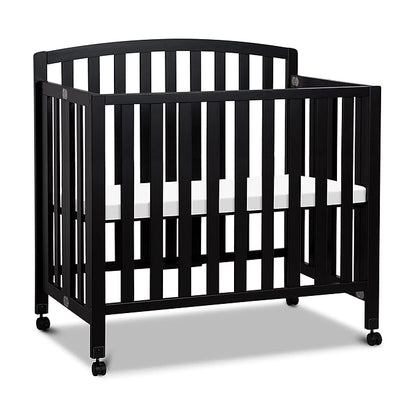 DaVinci Dylan Folding Portable 3-in-1 Convertible Mini Crib and Twin Bed in Ebony, Greenguard Gold Certified