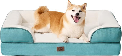 EHEYCIGA Orthopedic Dog Bed for Large Dogs, Waterproof Memory Foam, Turquoise Blue, 35"L x 22"W x 6.5"Th