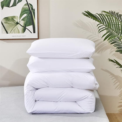 White Comforter King White King Beddig Soft 3 PCs Comforter Set 1 King Size Comforter(104x90 inches) with 2 Pillowcases (20x36 inches)