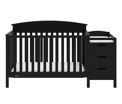 Graco Benton 4-in-1 Convertible Crib and Changer (Black) – GREENGUARD Gold Certified, Crib and Changing -Table Combo, Water-Resistant Changing Pad, Converts to Toddler Bed, Daybed & Full-Size Bed