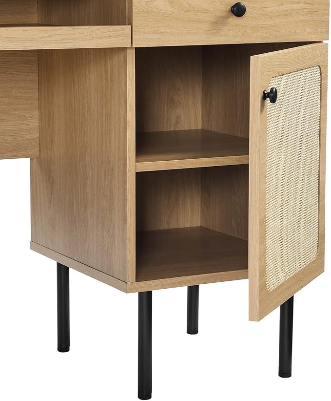 Modway Chaucer Modern Wood Grain Computer Office Desk, Oak