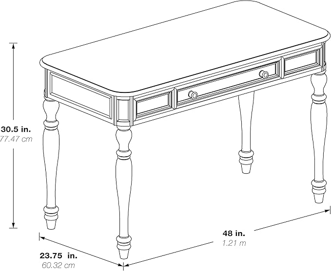 OSP Home Furnishings Country Meadows 48 Inch Writing Desk with Drawer, Plantation Grey