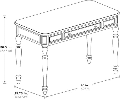 OSP Home Furnishings Country Meadows 48 Inch Writing Desk with Drawer, Plantation Grey