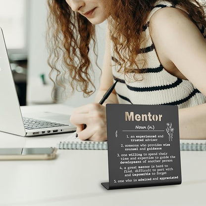 Afterprints Mentor Gifts for Women Men Thank You Gifts For Mentor Leaving Going Away Retirement Appreciation Boss, Coworker, Teacher, Counselor, Coach Office Desk Decor (black) XLK09