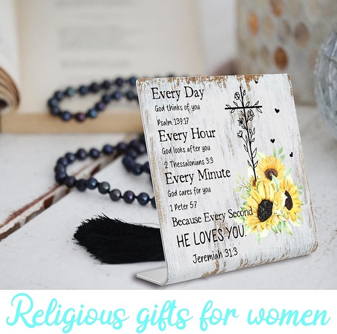 Christian Office Decor for Women Desk Inspirational Gifts with Prayers Religious Scripture Birthday Gifts for Her, Mom, Sister, Coworker Men, Friends Valentines Motivational Catholic Gifts XUV04