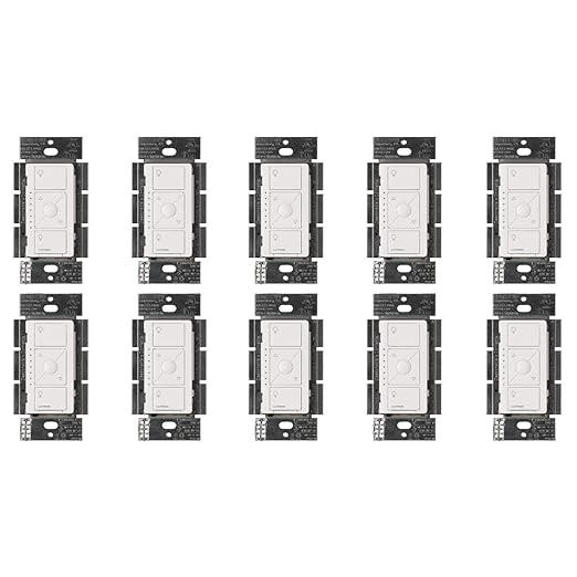 Lutron Caseta Original Smart Dimmer Switch ELV+ (Lutron Hub Required), 250W LED, Single-Pole/3-Way, Neutral Required, PD-5NE-WH 10-PACK, White, 10 Pack