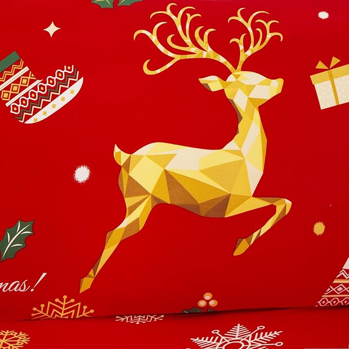 Mybedsoul Christmas Printed Red Sofa Cover Reindeer Printed Elastic Couch Cover Machine Washable Christmas Theme Red Sofa Slipcover for Living Room(3 Seater/Loveseat)
