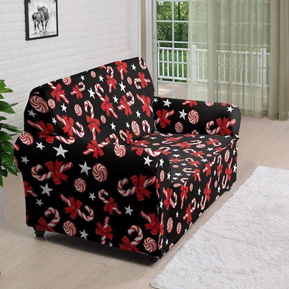 FKELYI Christmas Easy Going Stretch Sofa Slipcover Candy Cane Sofa Couch Cover Non-Slip Sofa Slipcovers Washable Furniture Protector M