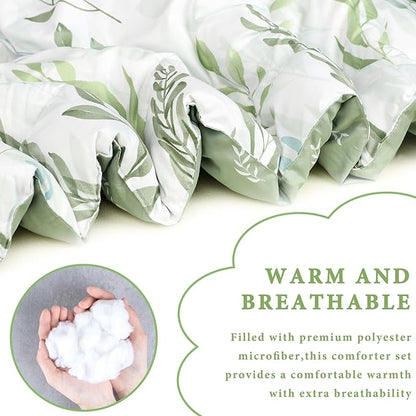DILIMI Queen Comforter set, 3 Pieces Queen Size Comforter Sets, Reversible Green Comforter Queen, Ultra Soft and Fluffy Bedding Comforter Sets with Comforter, 2 Pillowcase