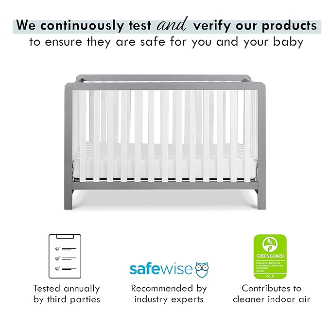 Carter's by DaVinci Colby 4-in-1 Low-Profile Convertible Crib in Grey and White, Greenguard Gold Certified