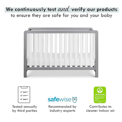Carter's by DaVinci Colby 4-in-1 Low-Profile Convertible Crib in Grey and White, Greenguard Gold Certified