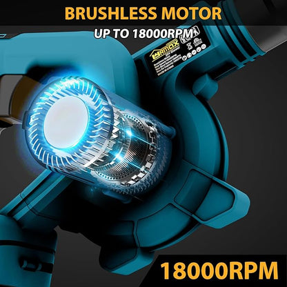 Cordless Leaf Blower for Makita 18V Battery, 2-in-1 Handle Electric Blower + Vacuum Cleaner, 6 Variable Speed Up to 180MPH, Electric Jobsite Air Blower with Brushless Motor (Battery Not Included)