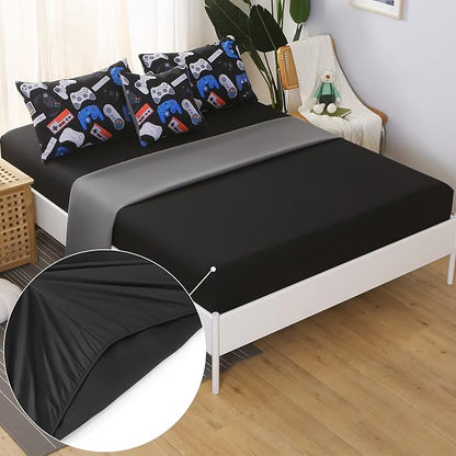 JQinHome Queen Gamer Comforter Set for Boys,6 Piece Bed in A Bag 3D Video Game Bedding -All Season Soft Microfiber Down Alternative Comforter Gamer Bedding Sets for Kids(Gamepad Collection)