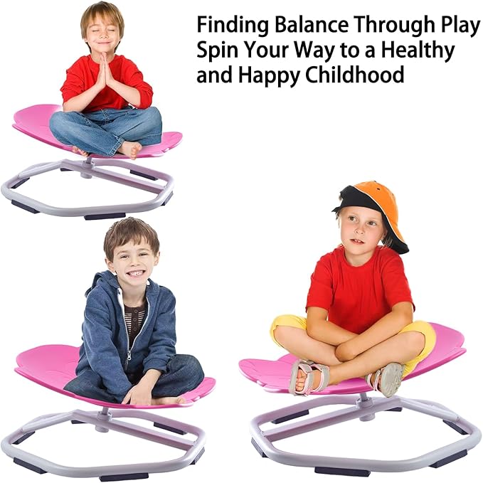 Autism Kids Swivel Chair, Spinning Chair for Kids Sensory, Kids Swivel Chair Sensory, Sensory Toy Chair, Carousel Spin Sensory Chair, Training Body Coordination (Rose)