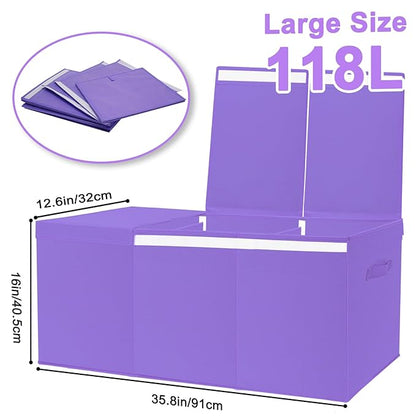 Extra Large Toy Box for Girls Boys - Collapsible Toy Chest Boxes Organizers and Storage for Nursery,Playroom,Office (Violet) 35.8"x12.6"x16"