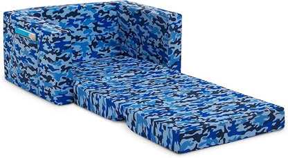 Delta Children Cozee Blue Camo Convertible Foam Chair to Lounger for Kids