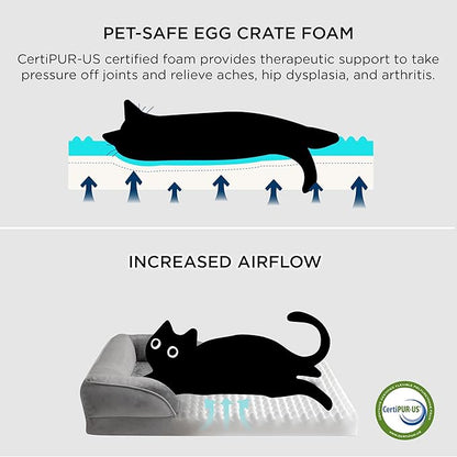 Bedsure Cat Beds for Indoor Cats - Washable Bolster Dog Sofa Beds for Extra Small Dogs, Supportive Foam Pet Couch Bed with Removable Washable Cover, Waterproof Lining and Nonskid Bottom, Grey