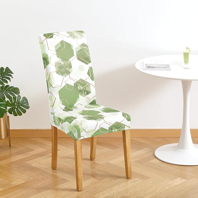 Gibelle Dining Room Chair Covers Set of 4, Soft Stretch Kitchen Chair Covers Slipcover Protector, Removable Washable Geometric Parson Chair Covers 4 Pack, Sage Green