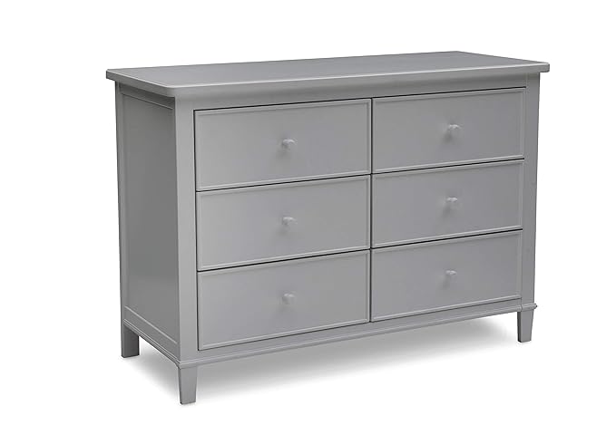 Delta Children Fancy 4-in-1 Convertible Crib and 6 Drawer Dresser Bundle, Grey