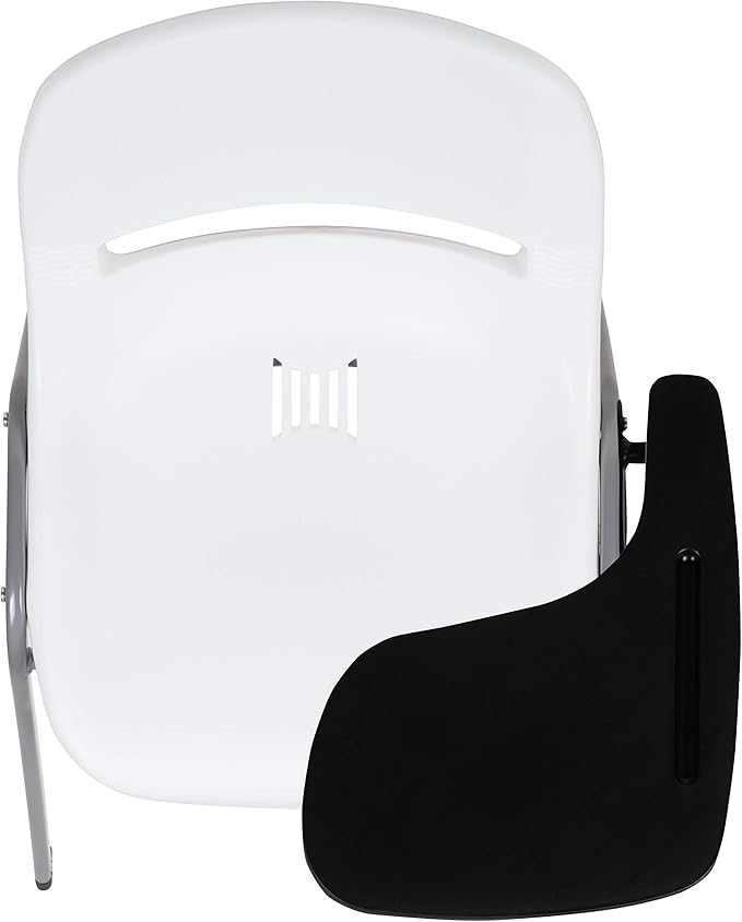 Flash Furniture HERCULES 5 Pack White Ergonomic Shell Chair with Left Handed Flip-Up Tablet Arm