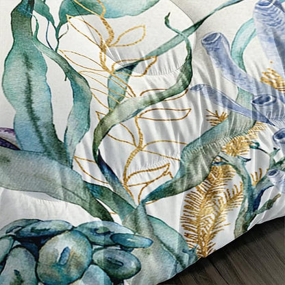 CVHOUSE Sea Turtle Comforter Set,Ocean Watercolor Sea Turtle Bedding Set for Kids Teens,Ocean Sea Turtle Comforter Sea Turtle Duvet Set Room Decor Quilt Set Twin Size