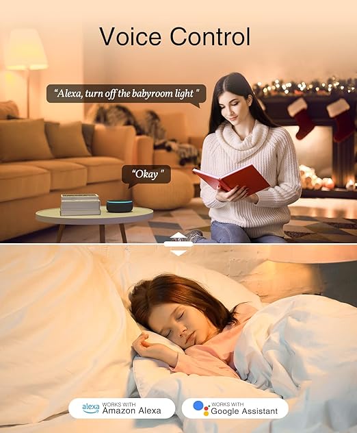 GHome Smart Switch, 2.4Ghz Wi-Fi Switch Works with Alexa, Google Assistant Single-Pole,Neutral Wire Required,UL Certified,Remote/Voice Control and Schedule, No Hub Required, (2 Pack),White