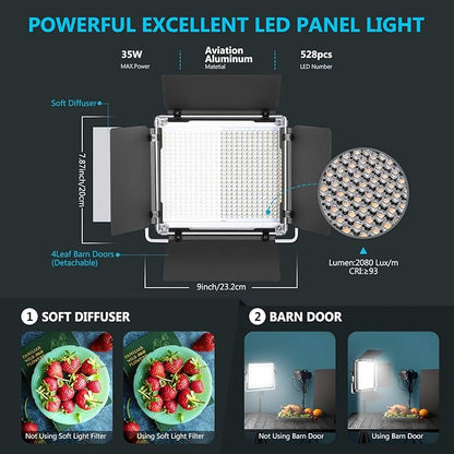 Neewer 2-Pack 530 LED Video Lighting Kit with APP Control, Dimmable Bi-Color 3200K~5600K Video Light with U Bracket, Barndoor, Stand and Bag for Photography/YouTube/Live Streaming/Zoom Meeting